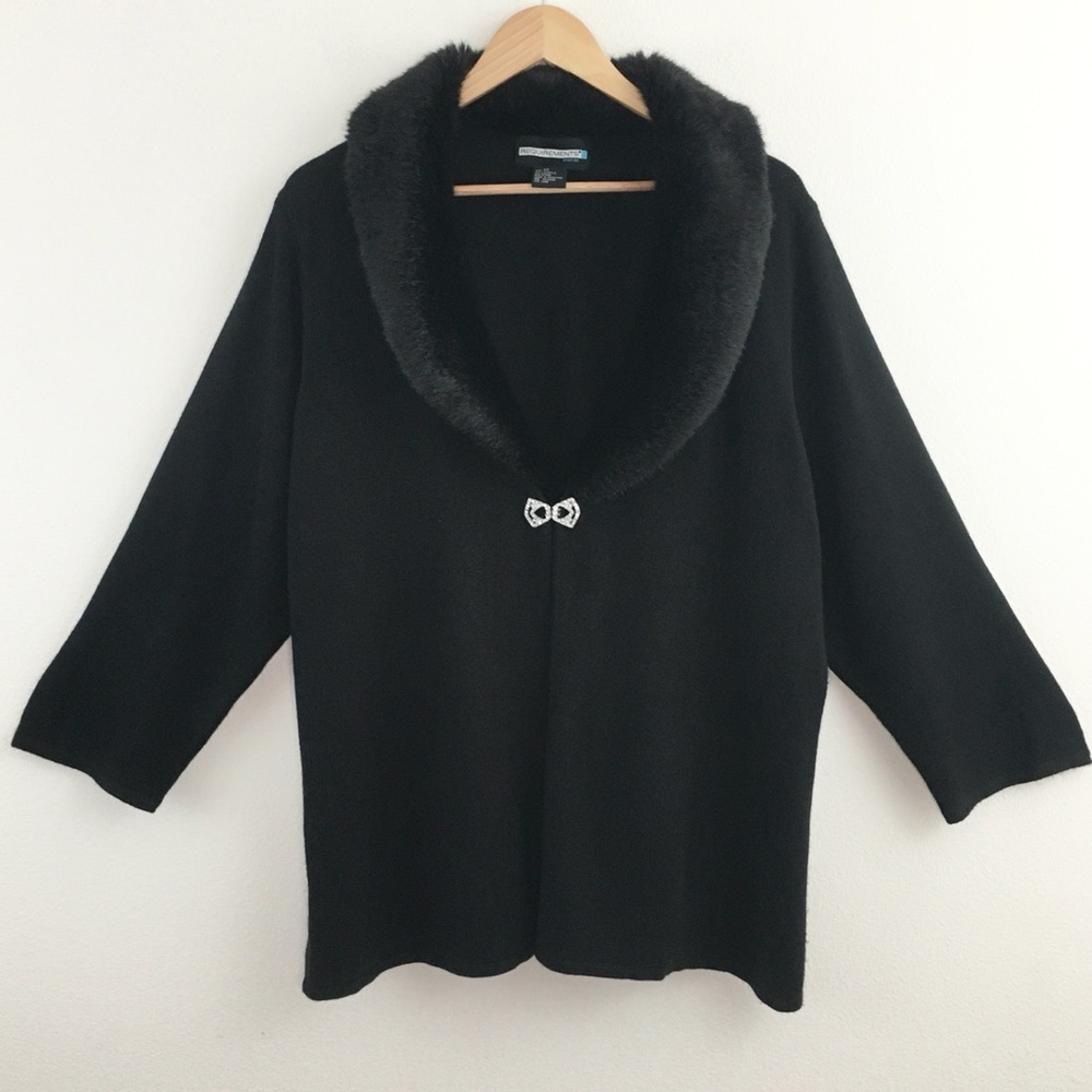 Requirements | Black Faux Fur Collar Cardigan